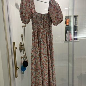 Forever 21 Floral Smocked Dress - Pink and Blue